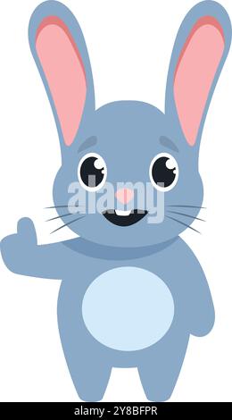 Happy cartoon bunny giving thumbs up with a smile Stock Vector