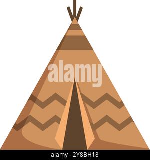 This is a brown teepee standing with traditional pattern Stock Vector
