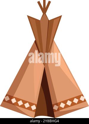 This teepee is standing in an open position, revealing the dark entryway Stock Vector