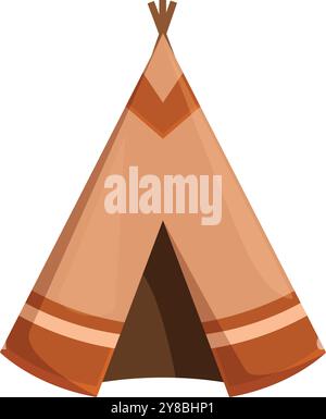 This brown teepee is standing with its flap open Stock Vector
