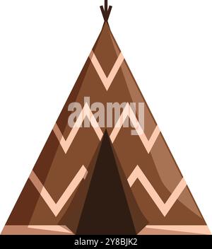 Brown teepee tent with patterns, a traditional dwelling of native american nomads Stock Vector