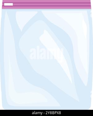 This illustration shows an empty transparent plastic bag with a pink zipper, useful for various storage and packaging concepts Stock Vector