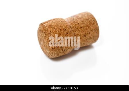 Natural champagne bottle stopper, isolate on a white background Stock Photo