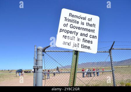 Sign Warning Not to Take Trinitite Stock Photo