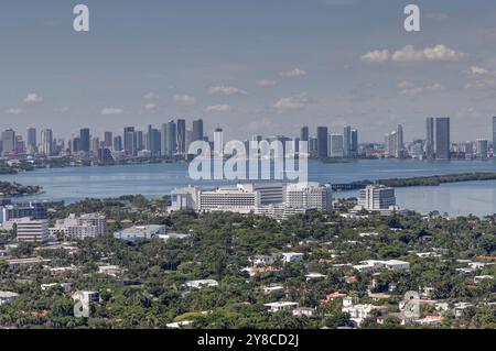 Panoramic view of the Miami Skyline seen from a high-rise building in Miami Beach, FL  on  October 3rd, 2024 Stock Photo