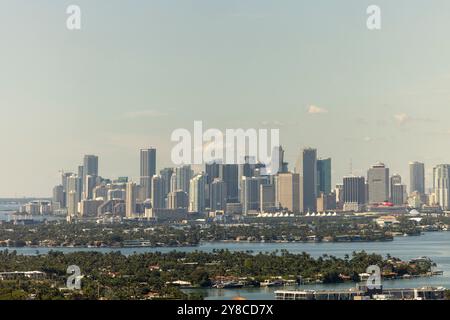 Panoramic view of the Miami Skyline seen from a high-rise building in Miami Beach, FL  on  October 3rd, 2024 Stock Photo