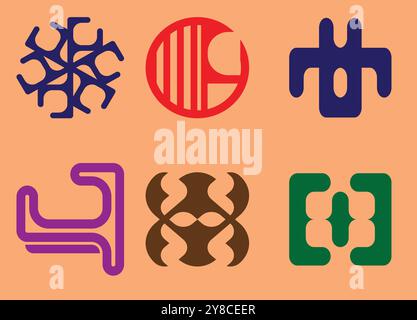 Six abstract vector logo designs for business companies. Stock Vector