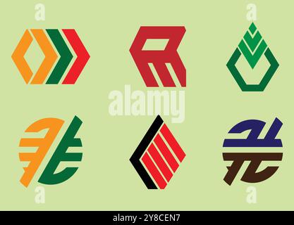 Set of six abstract business logos. Stock Vector