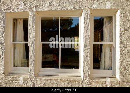 Detail of window and wall covering on a traditional Scottish farmhouse Stock Photo