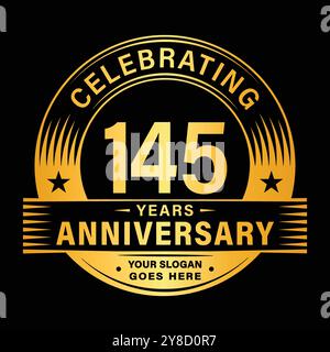 145 years anniversary celebration design template. 145th logo vector illustrations. Stock Vector