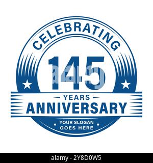 145 years anniversary celebration design template. 145th logo vector illustrations. Stock Vector