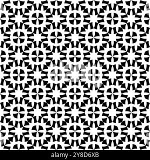 Seamless pattern with geometric motifs in black and white Stock Photo