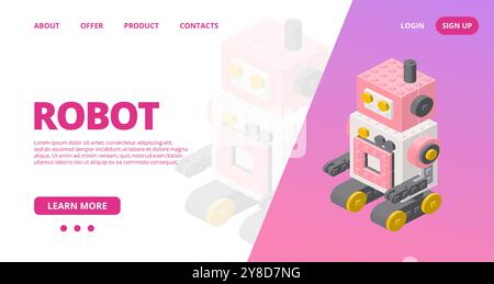 Web template with a retro robot. Vector illustration Stock Vector