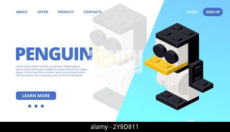 Web template with a pinguin. Vector illustration Stock Vector