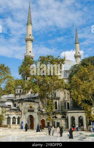 Istanbul, Turkey - September 23, 2024: The Eyup Sultan Mosque is located on the Golden Horn, in the Eyup district of Istanbul, Turkey. Stock Photo