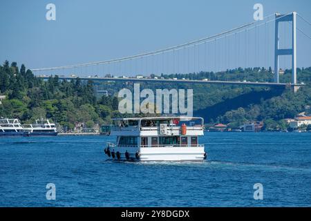 Istanbul, Turkey - September 27, 2024: A ferry sailing on the Bosphorus in Istanbul, Turkey. Stock Photo