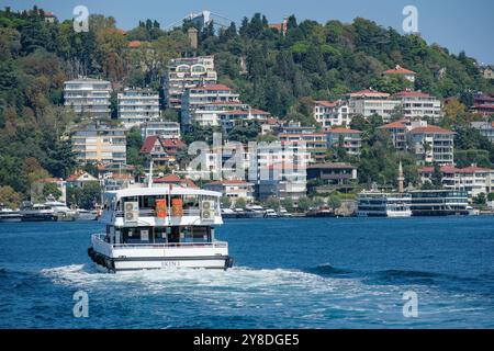 Istanbul, Turkey - September 27, 2024: A ferry sailing on the Bosphorus in Istanbul, Turkey. Stock Photo