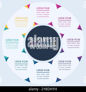 Circle Infographic design 8 steps, objects, elements or options infographic business template Stock Vector
