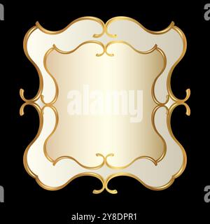 Victorian Oriental Flourish Background Frame Border in Gold and Black Stock Vector