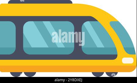 Yellow tram public transportation vehicle icon in modern flat style Stock Vector