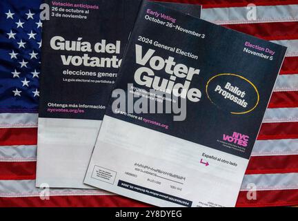 Still life 2024 NYC Voter Guide for General Election, 5 November, New York City, USA Stock Photo