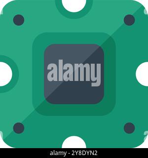 Green computer chip representing processing power and technology, ideal for projects related to computers, electronics, and digital devices Stock Vector