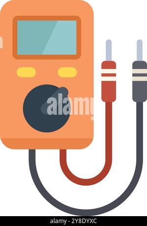 Digital multimeter with probes, measuring device for testing electrical circuits, electronic measuring tool Stock Vector