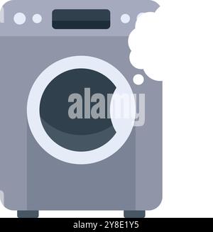 Broken washing machine with soap suds coming out the side, a humorous take on appliance repair Stock Vector