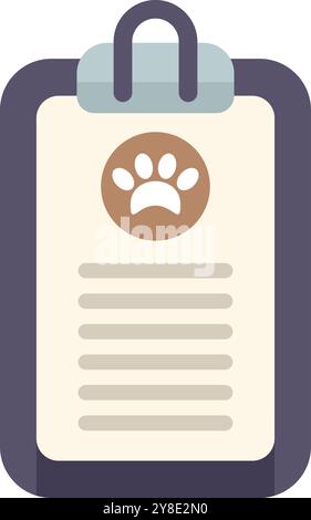 Clipboard is displaying a paw print representing the veterinary care of animals Stock Vector