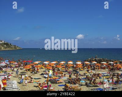 Beach in San Remo, Italy, Europe Stock Photo