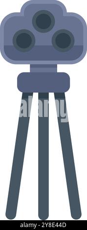 Geodetic instrument is securely positioned on a tripod, ready to capture precise measurements for surveying and mapping purposes Stock Vector