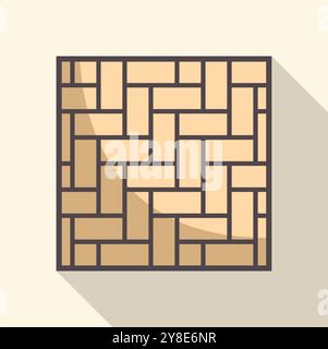 Square shaped wood parquet flooring pattern with long shadow is showing a modern way of arranging floorboards Stock Vector
