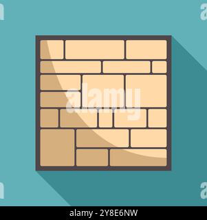 Brick wall is casting a long shadow on a blue background Stock Vector