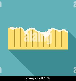 Ripped piece of yellow paper with vertical lines creating a ripped effect Stock Vector