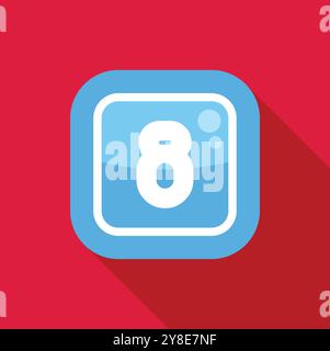 Blue washing machine icon showing wash cycle time with a long shadow Stock Vector