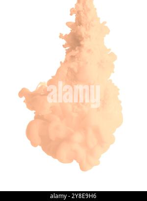 Splash of peach fuzz color ink on white background Stock Photo