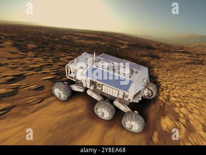 Illustration of a space vehicle on Mars. Stock Photo