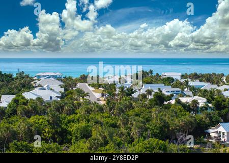 Rich neighborhood with expensive vacation homes in Boca Grande, small town on Gasparilla Island in southwest Florida. Wealthy waterfront residential a Stock Photo