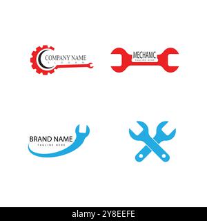 Wrench logo vector flat symbol design Stock Vector