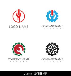 Wrench logo vector flat symbol design Stock Vector