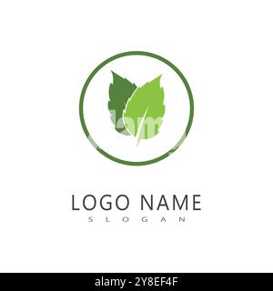 Mint leaf logo vector template symbol design Stock Vector