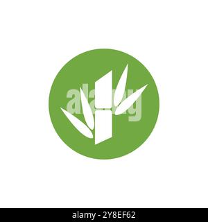 Bamboo logo with green leaf vector icon template Stock Vector