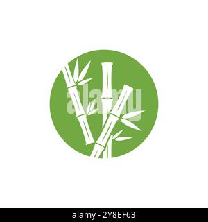 Bamboo logo with green leaf vector icon template Stock Vector