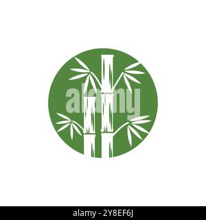 Bamboo logo with green leaf vector icon template Stock Vector
