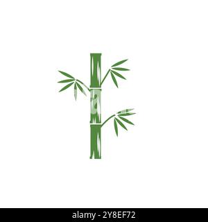 Bamboo logo with green leaf vector icon template Stock Vector