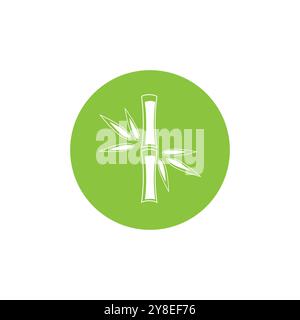 Bamboo logo with green leaf vector icon template Stock Vector