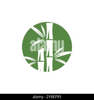 Bamboo logo with green leaf vector icon template Stock Vector