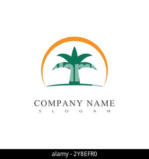 Palm tree summer logo template vector illustration Stock Vector