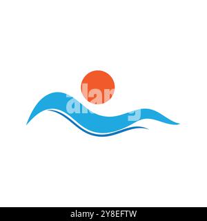 Water Wave illustration logo vector design Stock Vector