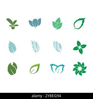 Leaf mint logo vector template symbol design Stock Vector